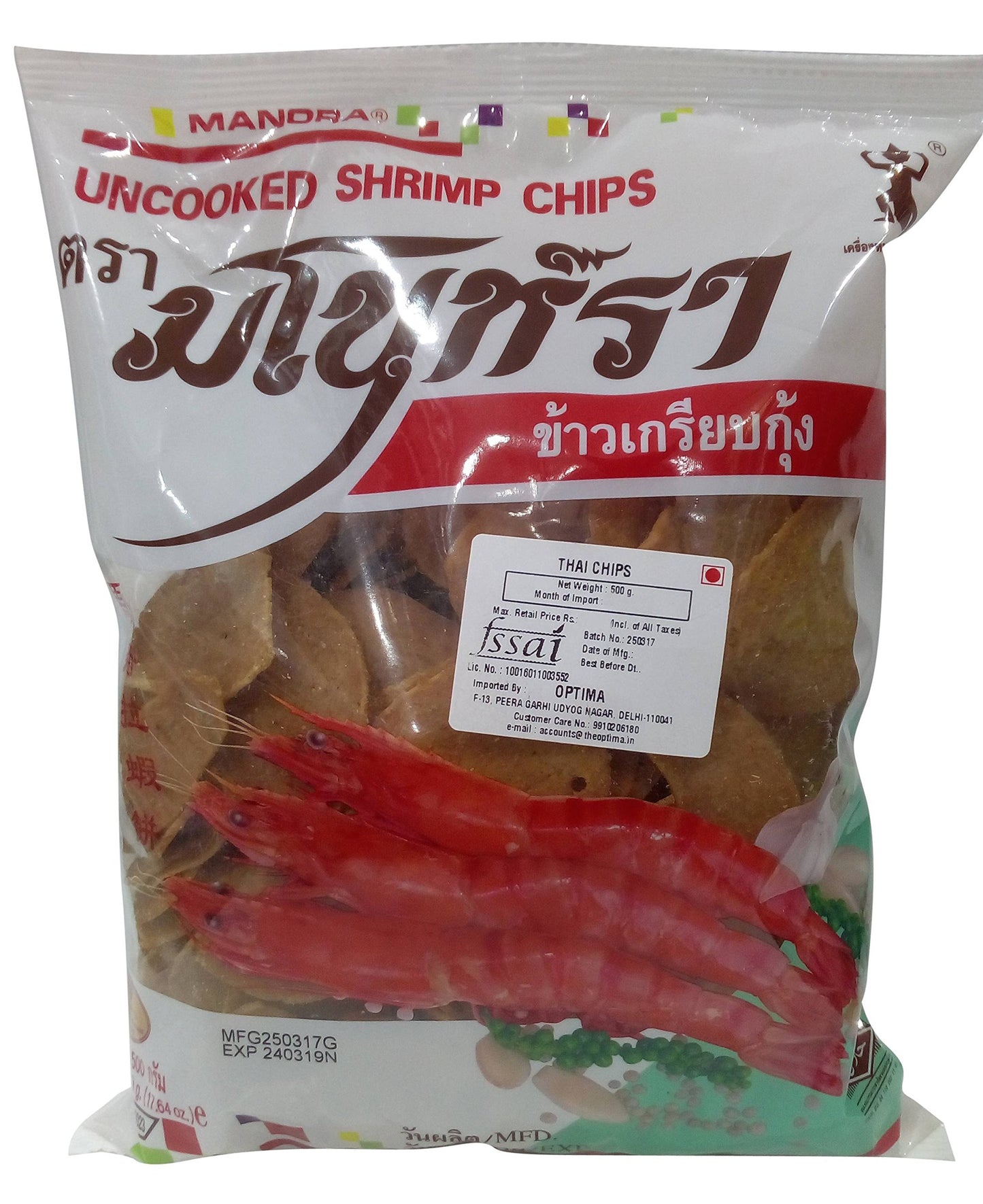 Manora Thai Shrimp Chips - Uncooked, 500g Pouch - "Thai Shrimp Chips Crunch!"