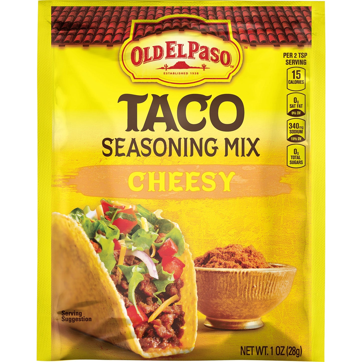 Old El Paso Taco Seasoning Mix Cheesy, 28g - "Add a cheesy twist!"