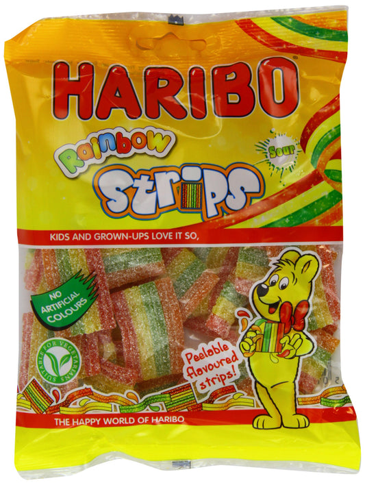 Haribo Sour Rainbow Strips, 150g - Enjoy the sour taste of rainbow strips in a share size pack.