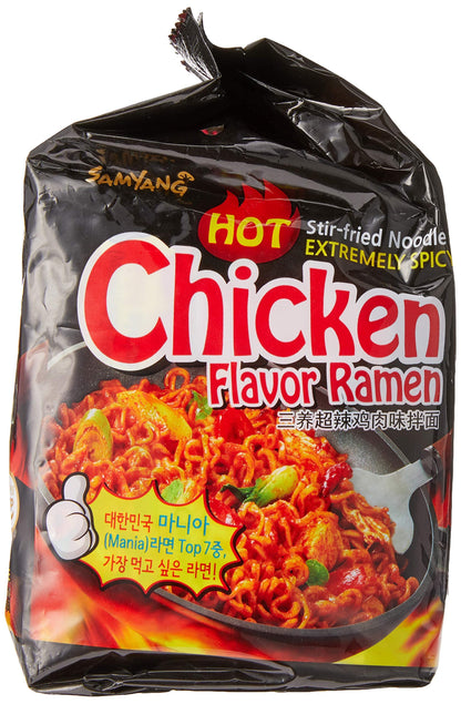 Samyang Hot Chicken Ramen Noodles, 5 X 140 grams