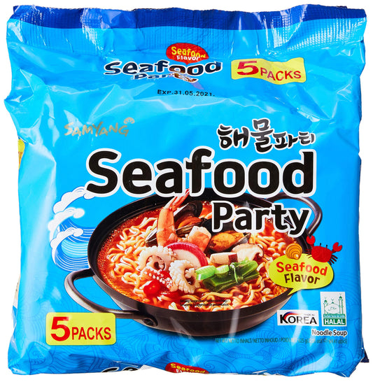 Samyang Seafood Noodles, 125g (Pack of 5) Pouch, 700g - Ocean Freshness Anytime