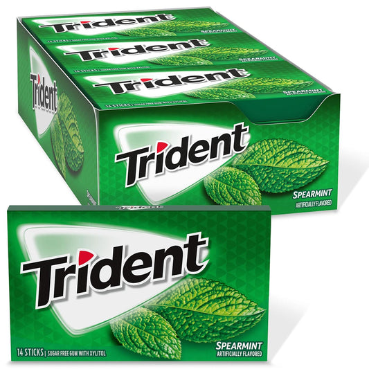 Trident Sugar-Free Gum - Spearmint, 14-Count (Pack of 12) - Cool & Refreshing Burst!