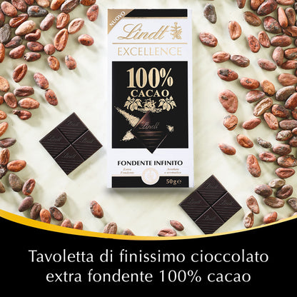 Lindt Excellence 100% Cacao Dark Chocolate Bar 50g - "Pure 100% Cacao!"