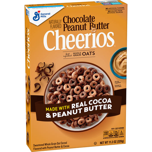 General Mills Cheerios with Chocolate Peanut Butter Flavour, 320g - Experience the delightful combination of chocolate and peanut butter flavors in Cheerios