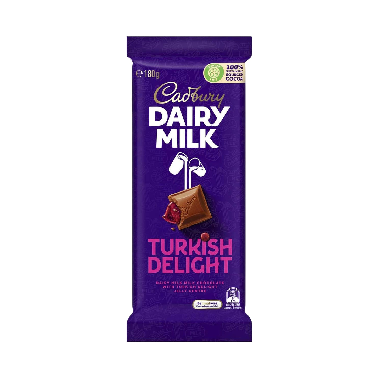 Cadbury Turkish Delight Chocolate 180g Bars - Turkish delight bar