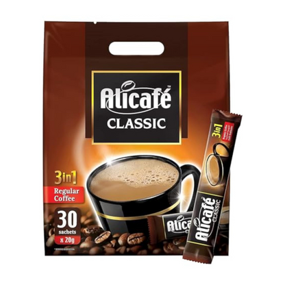 Alicafe Classic 3 in 1 Instant Coffee, Bag, Ground, 30 X 20g 600g - Instant Energy!