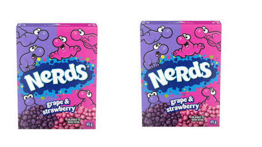 Wonka Nerds Strawberry Grape - 46.7g, Pack of 2 - Double the Fun!