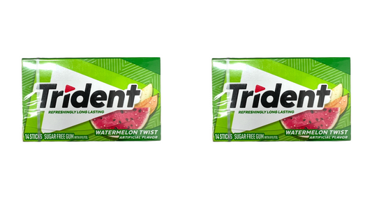 Trident Sugar-Free Imported Gum with Watermelon Twist, 14 Sticks (Pack of 2) - Juicy Refreshment Doubled!