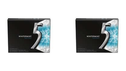 Wrigley's 5 Wintermint Ascent Sugar-Free Gum - Pack of 2, 15 Sticks Each - Experience Cool Freshness!