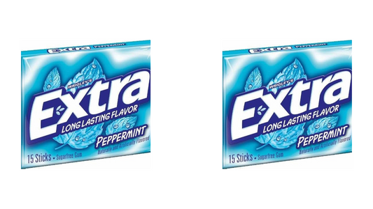 Wrigley's Extra Peppermint Sugar-Free Gum 40g - Pack of 2 - Double the Freshness!