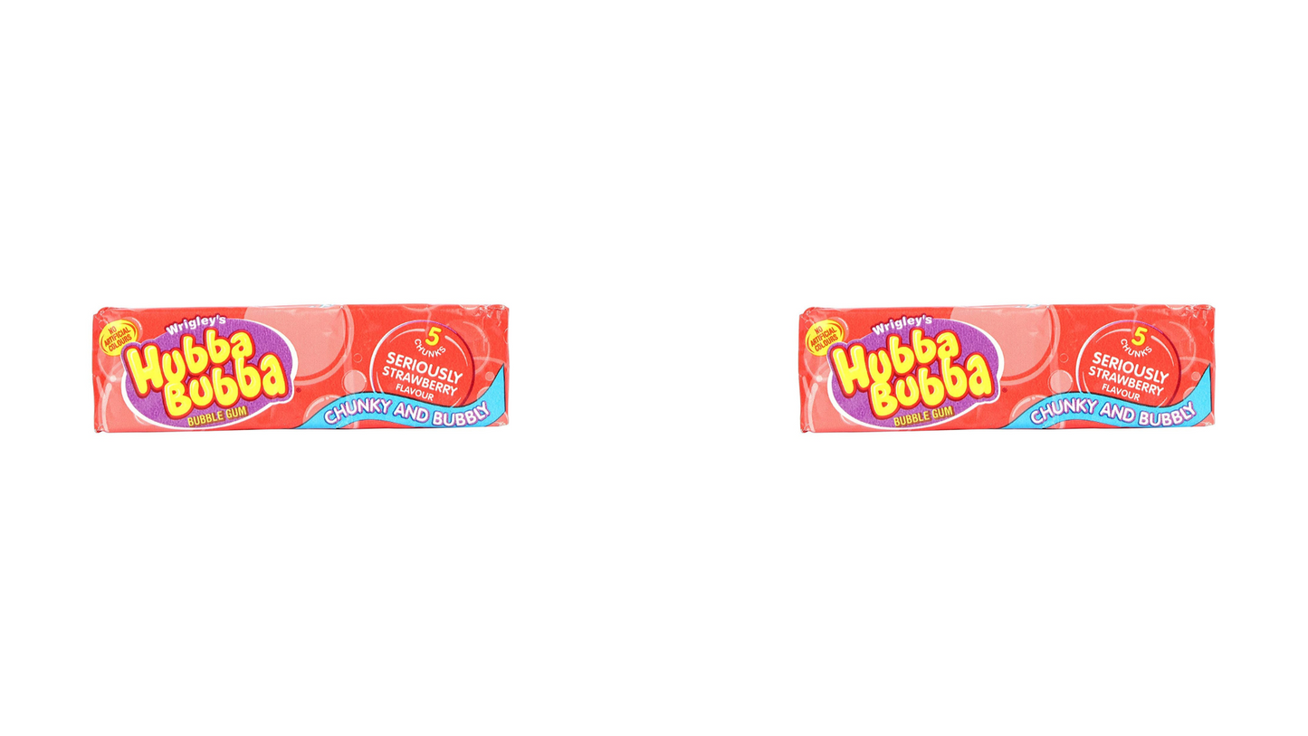 Wrigley's Hubba Bubba Strawberry Flavour Chunky and Bubbly Bubble Gum - 1.23 oz / 35g, 2 Pack - Double the Chunky, Double the Bubbly!