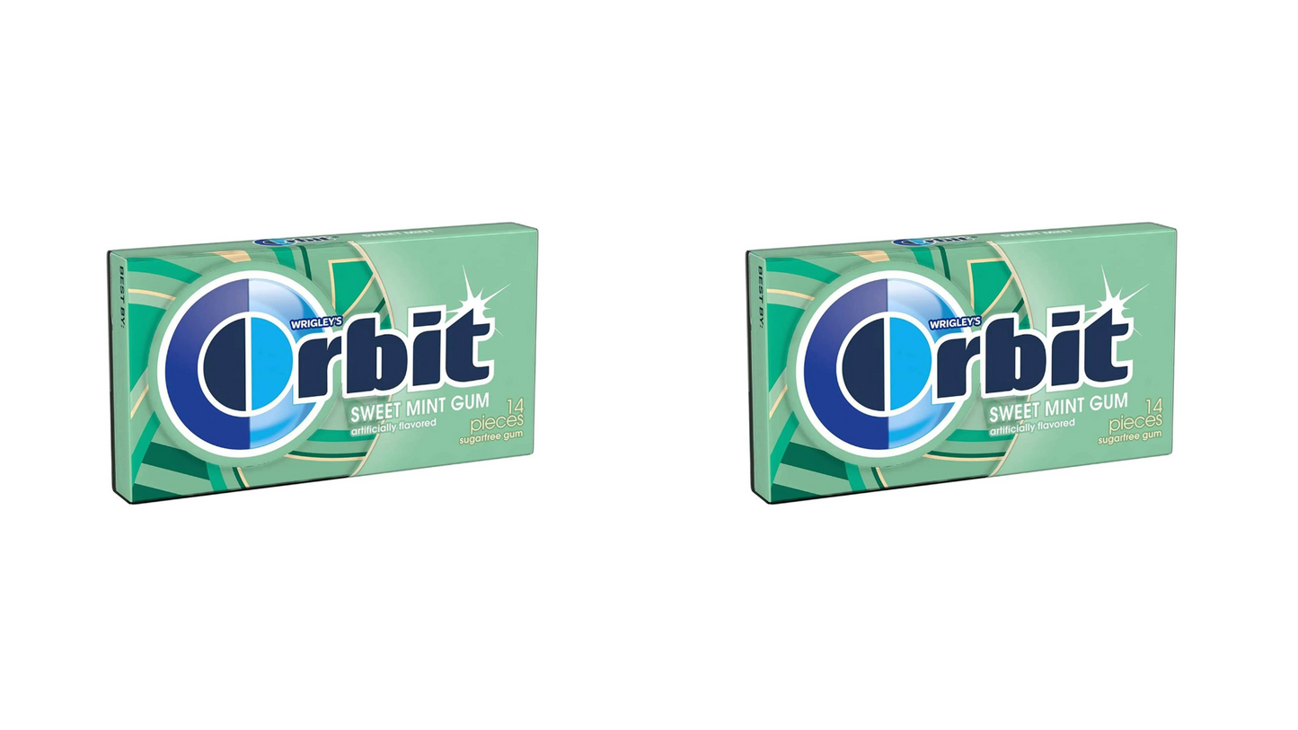 Wrigley's Orbit Sweet Mint Sugar-Free Chewing Gum (14 Sticks) - Pack of 2 - Freshen Up Your Day!