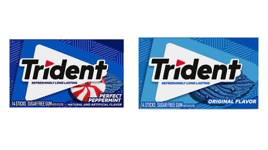 Trident Sugar-Free Chewing Gum - Perfect Peppermint Flavor, 14 Sticks, 26g & Original Flavor, 14 Sticks, 26g - Double the Freshness!