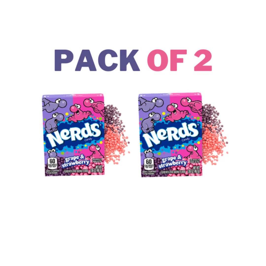 Wonka Nerds Strawberry Grape - 46.7g, Pack of 2 - Double the Fun!