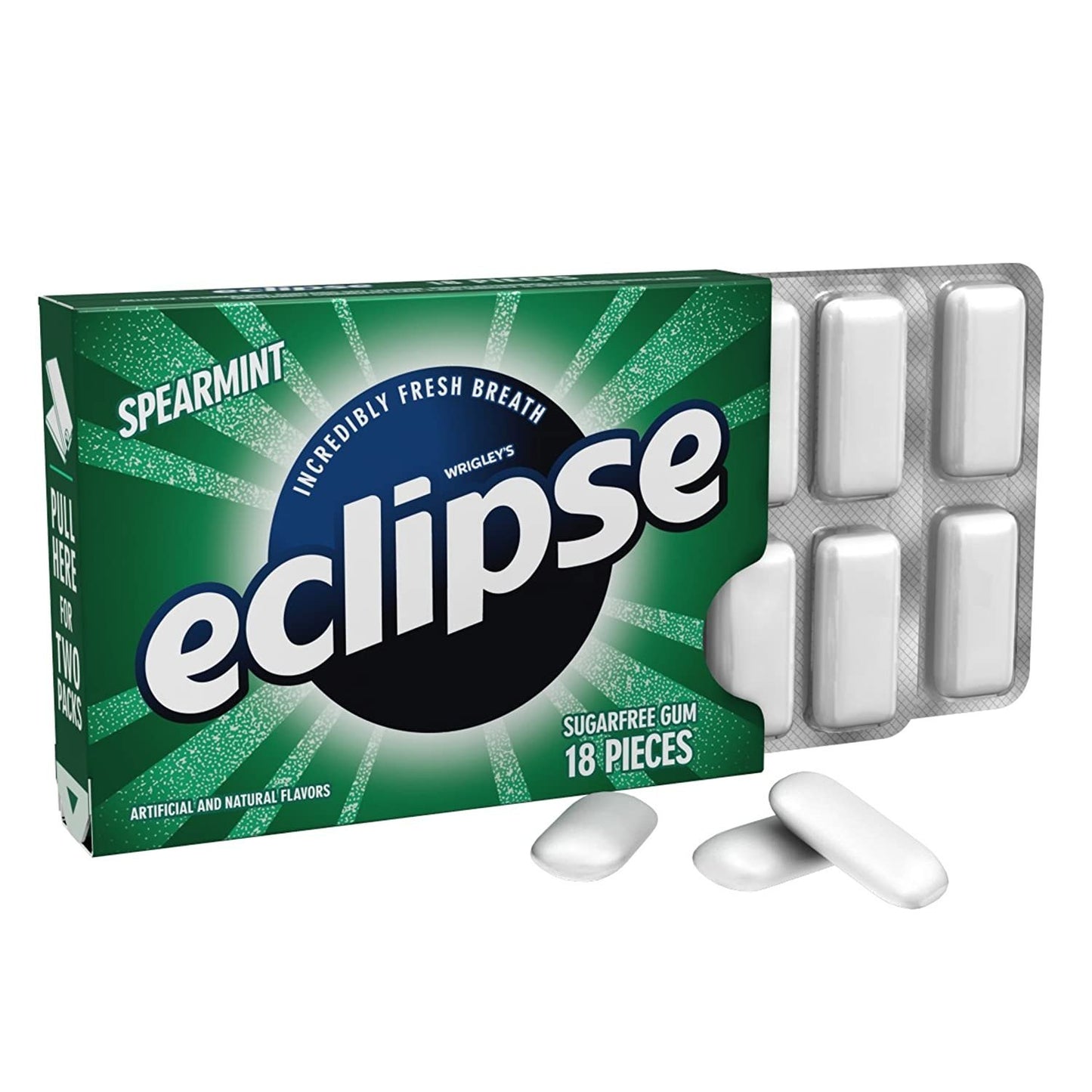 Wrigley's Eclipse Spearmint Sugar-Free Gum - 18 Pieces - Refresh Your Breath!