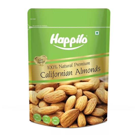 Happilo 100% Natural Premium California Almonds 1kg Value Pack Pouch Fibre Rich