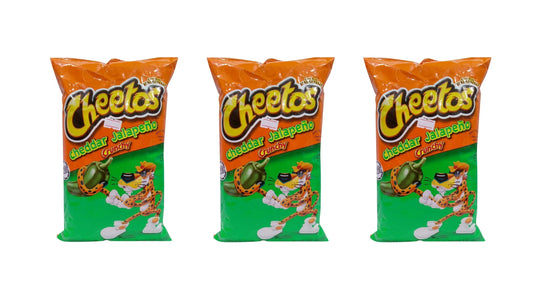 Cheetos Cheese Snacks Cheddar Jalapeno 226.8g - Pack of 3 - Has Real Cheese!