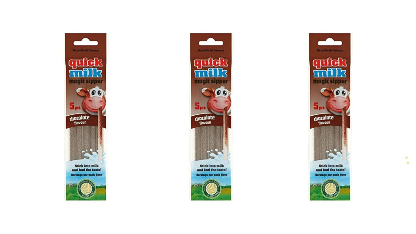 Quick Milk Gluten-free Magic Sipper Straws (Chocolate) - Pack of 3 - 5 Straws Ea