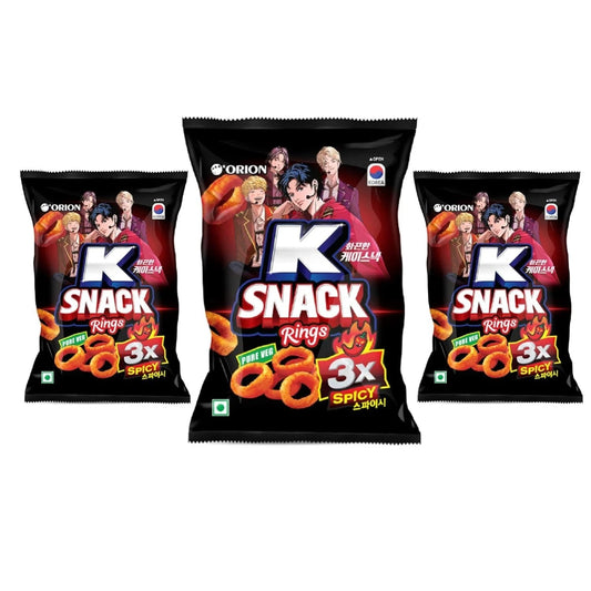 Orion K Snacks Korean Chips 3x Spicy Rings - Pack of 3 (70g x 3) - Hot As Hell