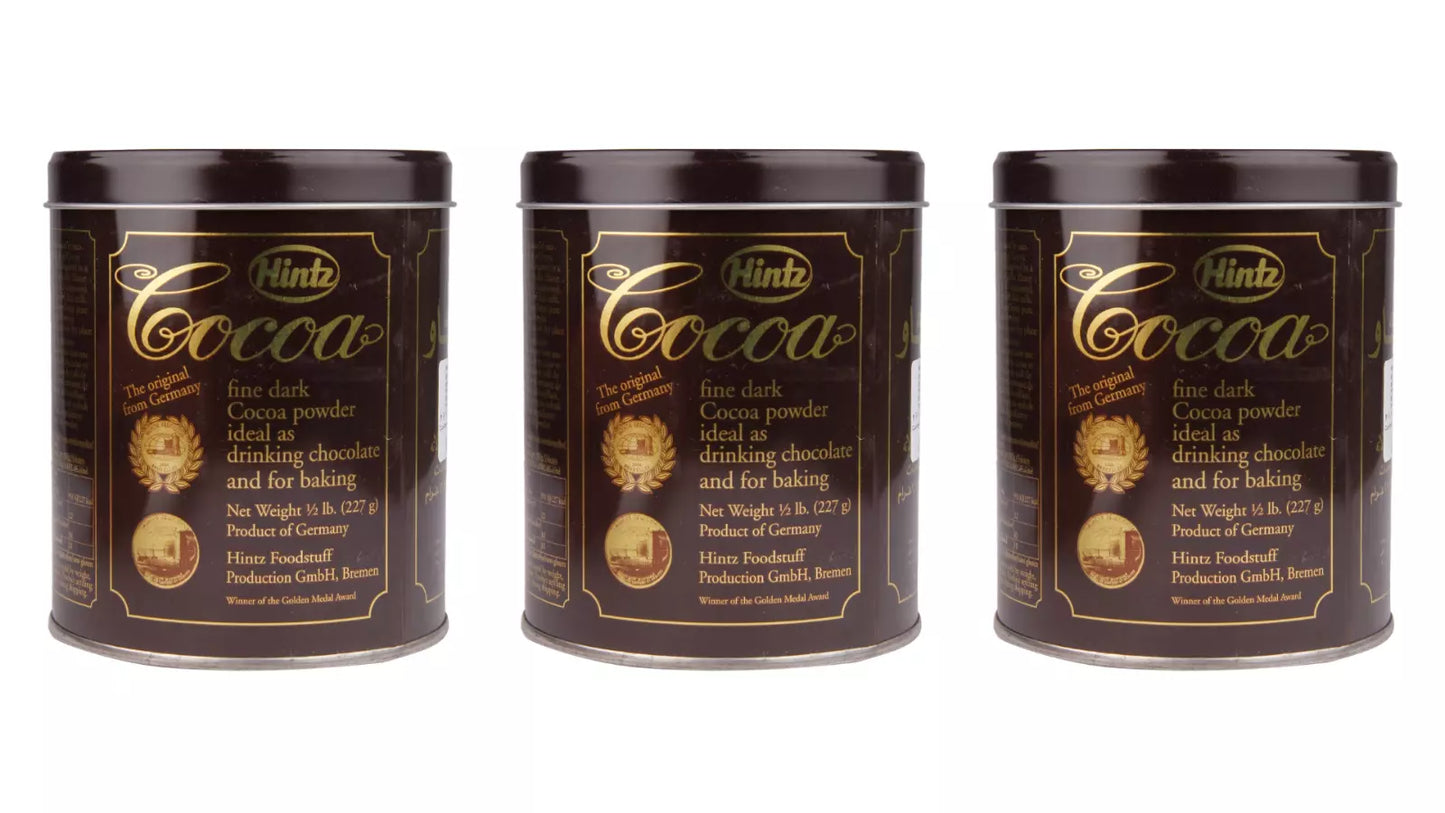 Hintz Cocoa Powder 454g - Pack of 3 - Finest German Cocoa - Great for Brownies!