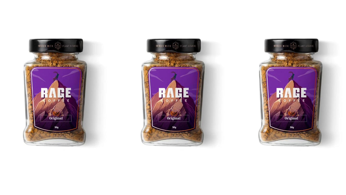 RAGE COFFEE Original Flavor Instant Single Origin Coffee Powder 50g - Pack of 3