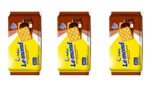 Julie's Le-mond Chocolate Hazelnut Puff Sandwich Biscuit 180g - Pack of 3