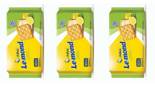 Julie's Le-mond Lemon Puff Sandwich Biscuit 180g - Pack of 3 - Citrusy Delight!