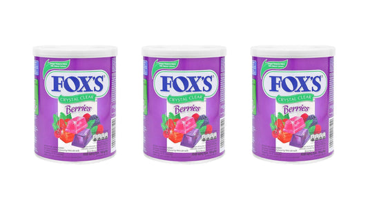 Fox's Crystal Clear Berries Candy Tin 180g - Natural Colors | Veg | Pack of 3