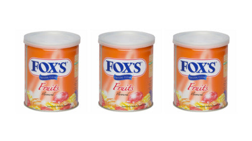 Fox's Crystal Clear Fruits Candy Tin 180g - Natural Colors | Veg | Pack of 3