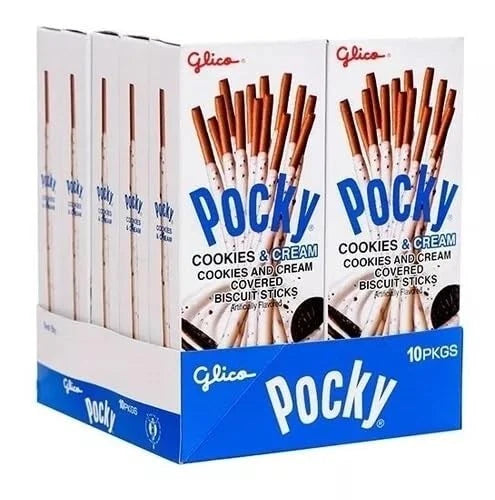 Glico Pocky Cookies & Cream Crunchy Biscuit Covered With Vanilla Box of 10
